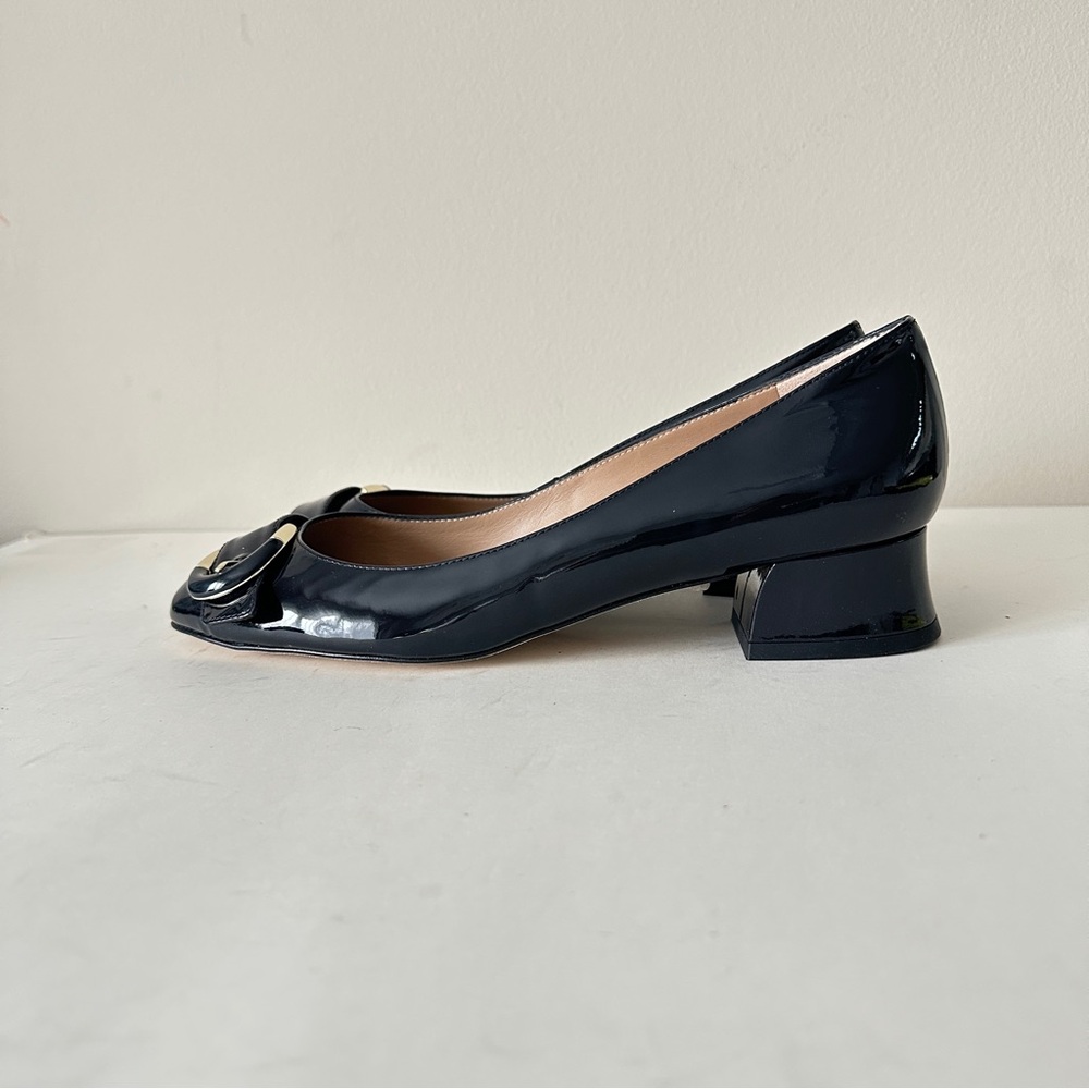 NEW L.K.Bennett Cici Buckled Black Patent Leather Women's Pumps, Sz 40 EU/9 US